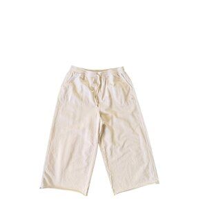 Calia Wide Leg Cropped Sweatpants Cream Large